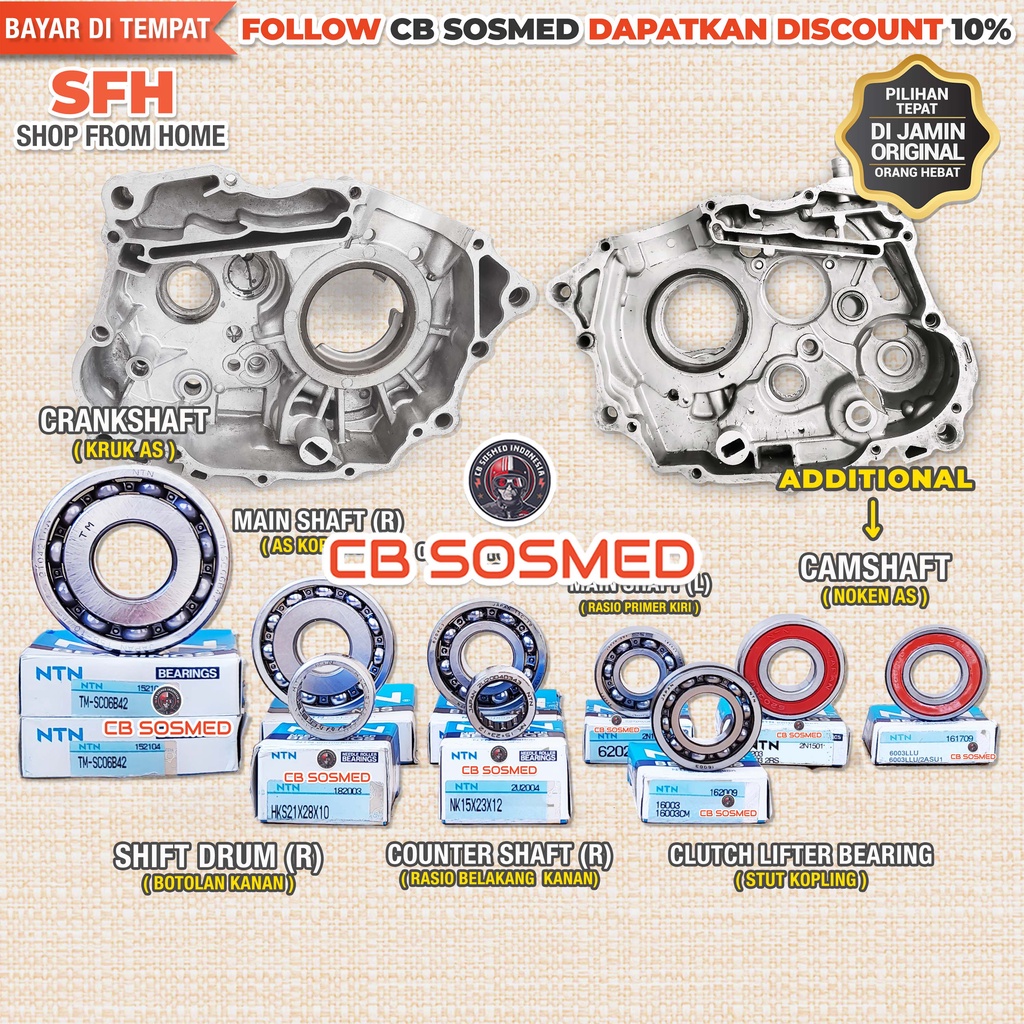 Paket Bearing Mesin Tiger Revo Full Set Laher Rasio Tiger Revolution Laker Crankcase TIREV GL200  Le