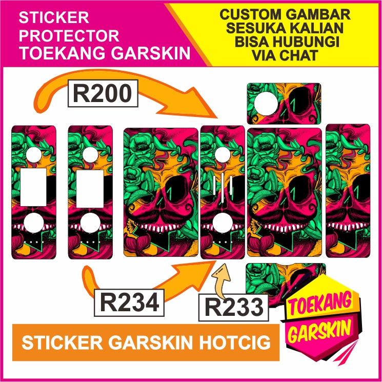 STICKER GARSKIN HOTCIG R200, R233 DAN R234 MOTIF SKULL