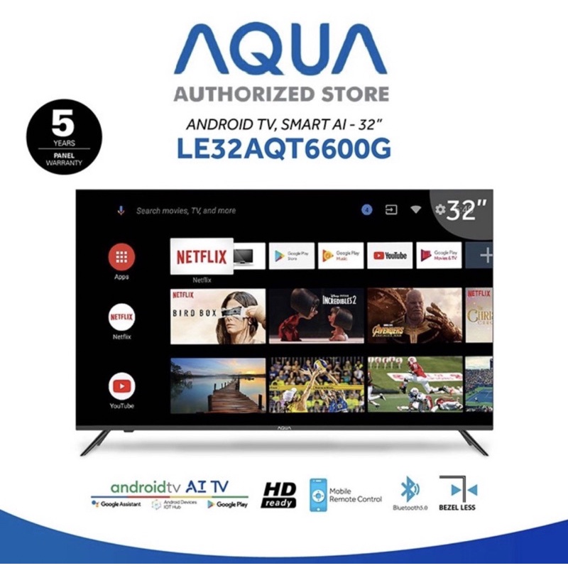 AQUA TV LED SMART ANDROID TV AQT 6600 32INCH