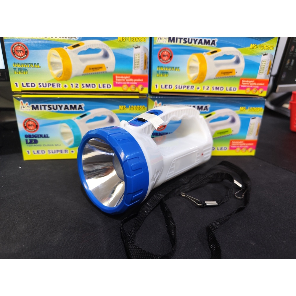 Senter Tangan Mitsuyama MS-1202 LED Super Terang Dapat Dicas + Tali