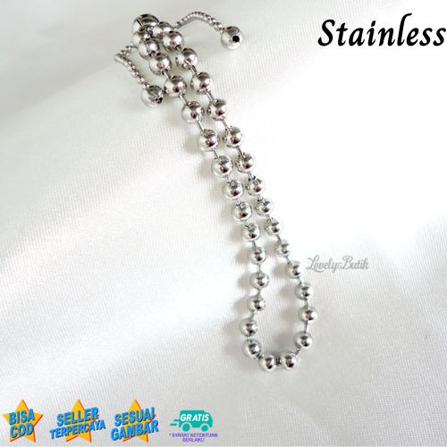 Lovelybutik -  Gelang Serut Stainless Anti Karat dan Luntur V1ra Gelang Baja Putih Wanita Remaja Kekinian Korea  Model Serut New