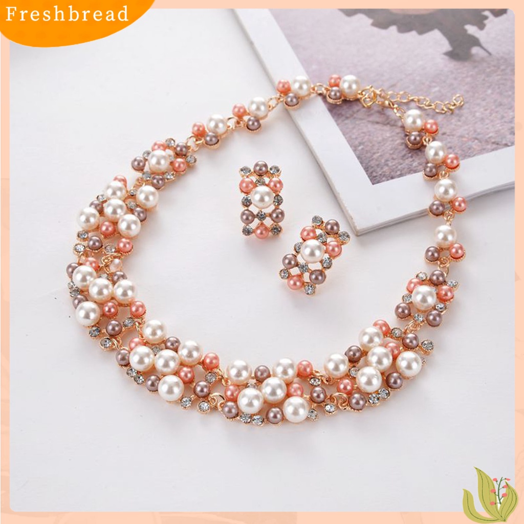 2pcs / Set Kalung Anting Mutiara Imitasi Multi Warna Permukaan Halus Untuk Aksesoris Pernikahan Wanita