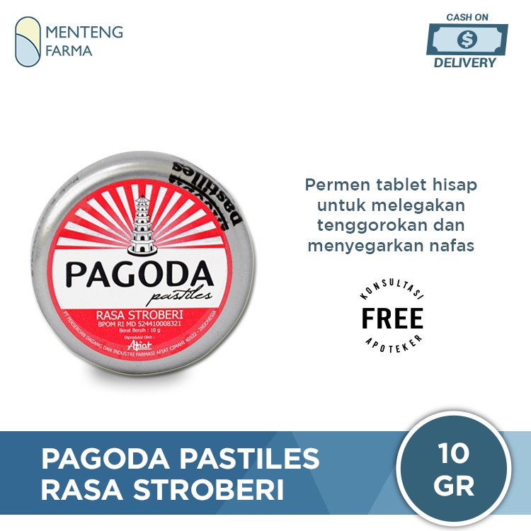 Pagoda Pastiles Rasa Stroberi 10 Gram - Permen Pelega Tenggorokan