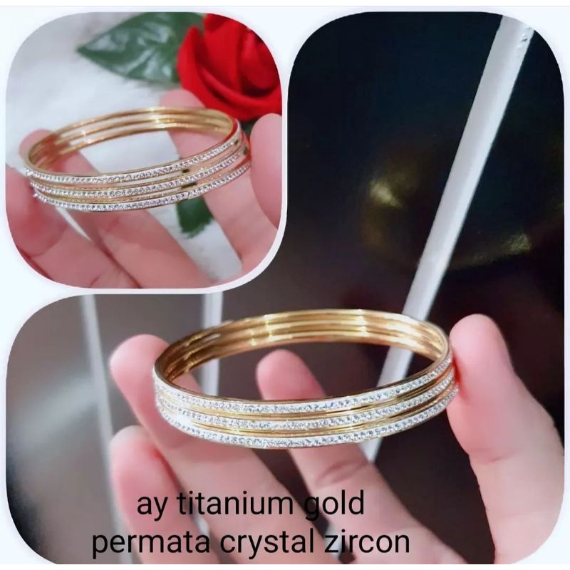 Gelang Keroncong Titanium Gold Full Mata isi 3