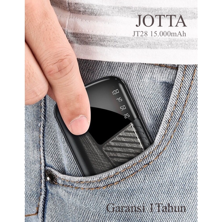 Powerbank JOTTA JT 28 kapasitas 15.000 mah cocok buat hp merek apapun.