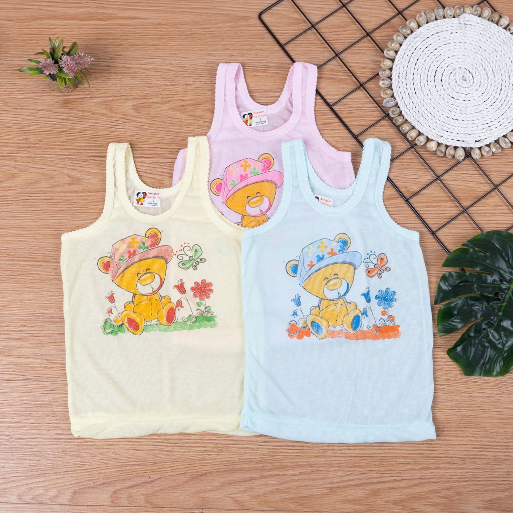 IL - Kaos Dalam Singlet Putih &amp; Warna Polos | Star &amp; Motif Bayi Anak Balita Paud TK SD Cowok Cewek Laki Perempuan Daishin