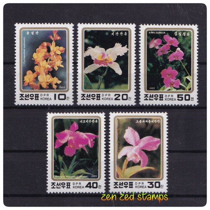 

0734 Perangko Korea Utara 1993 Flowers Orchids 5v Mnh
