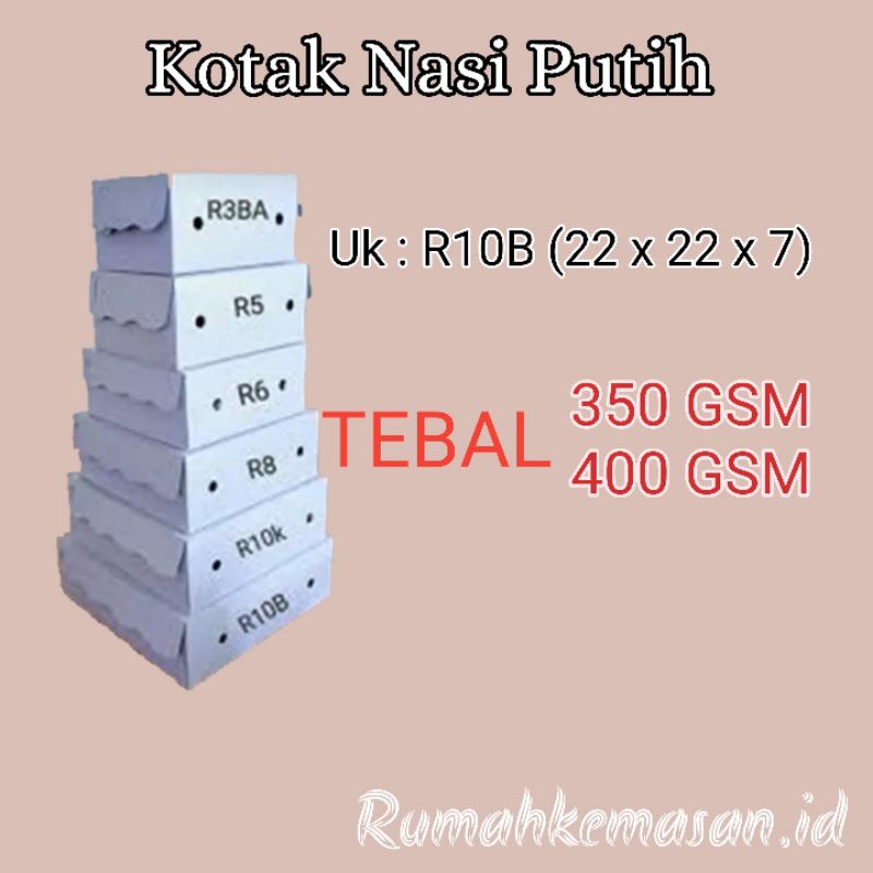 

Kotak nasi putih polos R10B (22x22x7) /Kerdus nasi putih polos (Jember)
