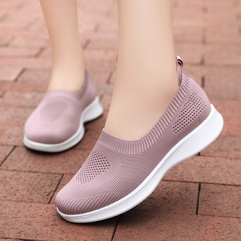 FOKU Sepatu Slip On Wanita Lembut Sepatu Sneakers Wanita Terbaru