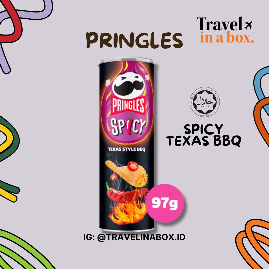 PRINGLES SPICY TEXAS BBQ & GARLIC PRAWN 97GR SNACK IMPORT SINGAPORE