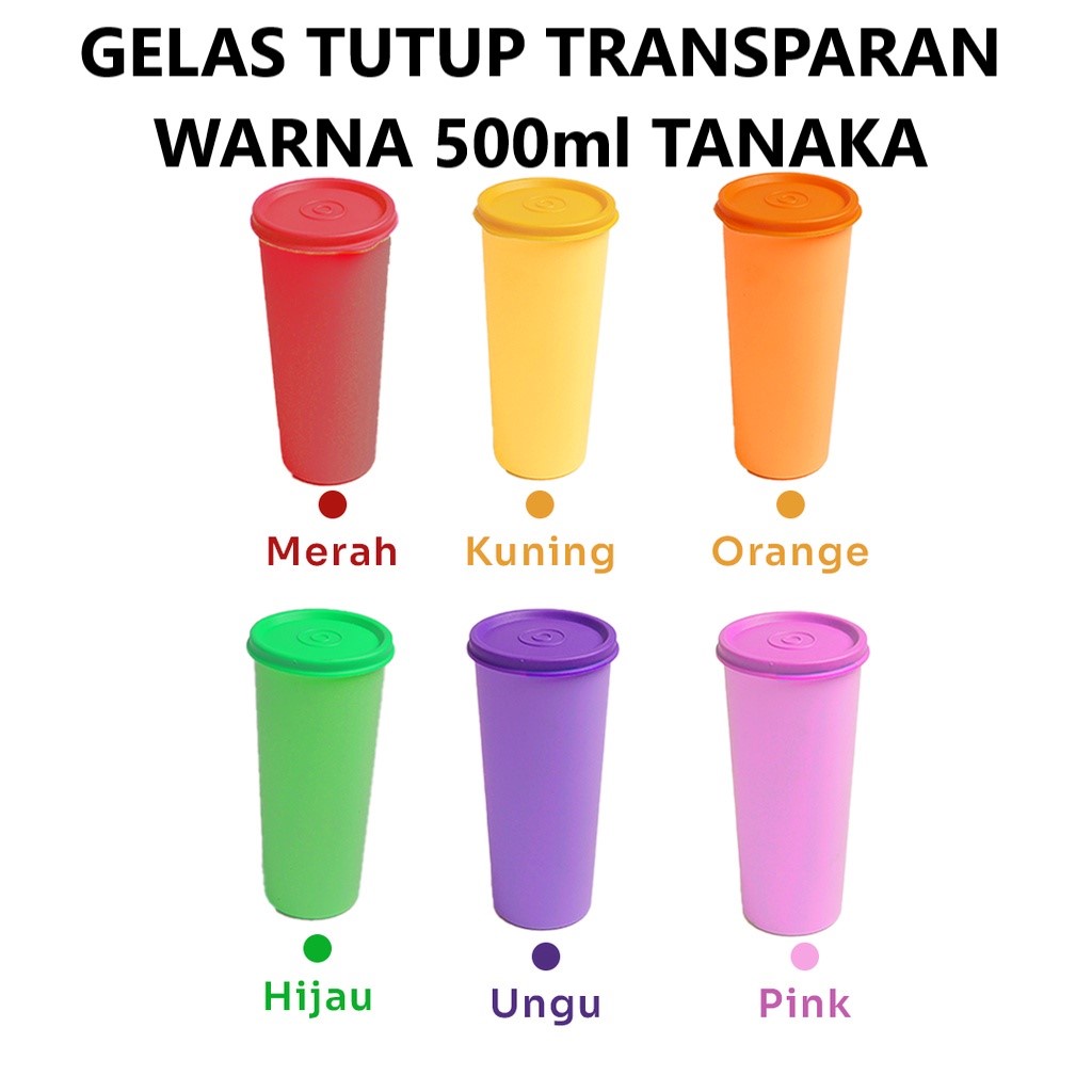 Gelas Tutup Plastik Warna Tumble Tumbler 500ml - TANAKA ORIGINAL - cocok utk souvenir