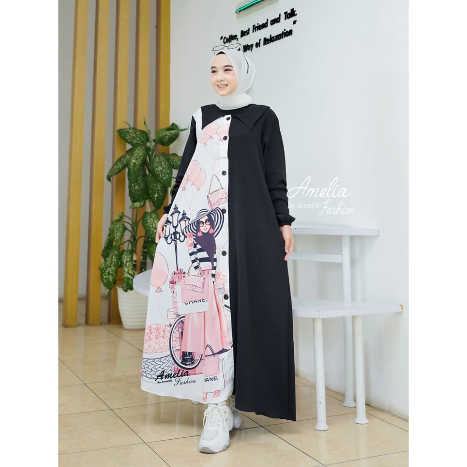 MIDI/MAXI DRESS SANIA AMELIA GAMIS SUBLIM PRINTING CRINGKEL IMPORT MOTIF MEWAH