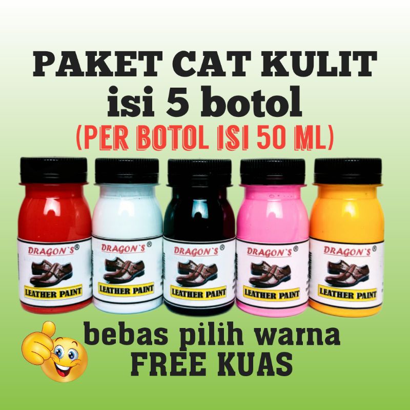 Cat kulit Dragon's Paket Hemat perbotol isi 50ml Free Kuas