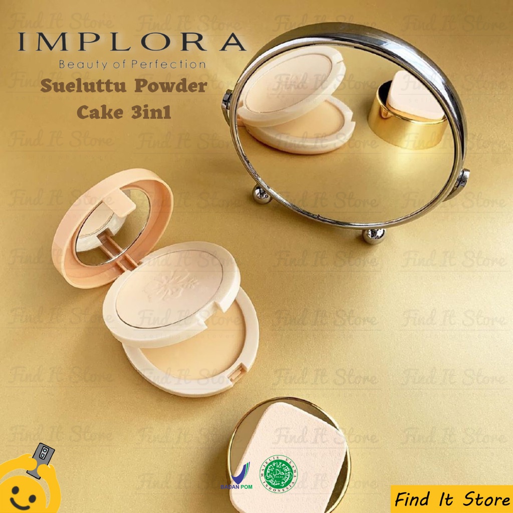 Implora Sueluttu Powder Cake 3in1 320 | Two Way Cake Foundation | Bedak Padat | Foundation Powder BPOM Original