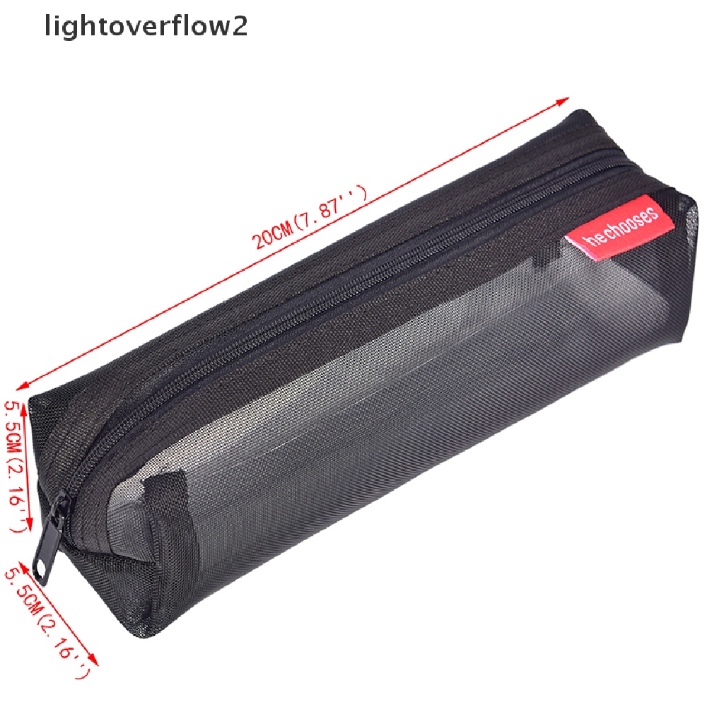 (lightoverflow2) Tas Pouch Mesh Transparan Portable Dengan Resleting Untuk Tempat Pensil / Kosmetik / Makeup