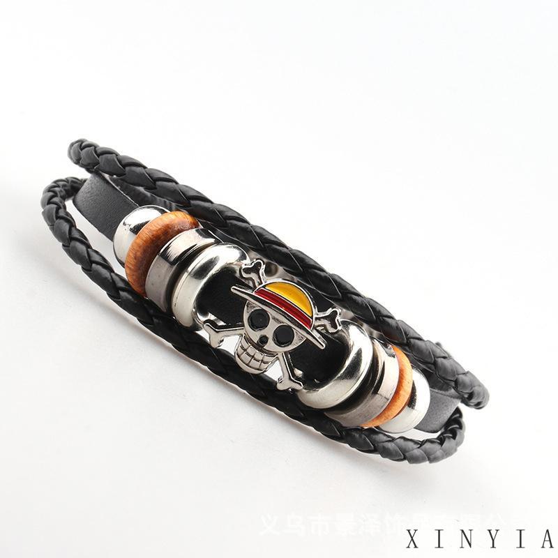 【Bayar di tempat】Gelang Tangan Kulit Adjustable Motif Anime Bahan Zinc Alloy Untuk