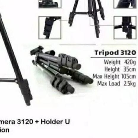 Tripod TF-3120 Black Edition - Tripod Kamera 3120 Free Holder U