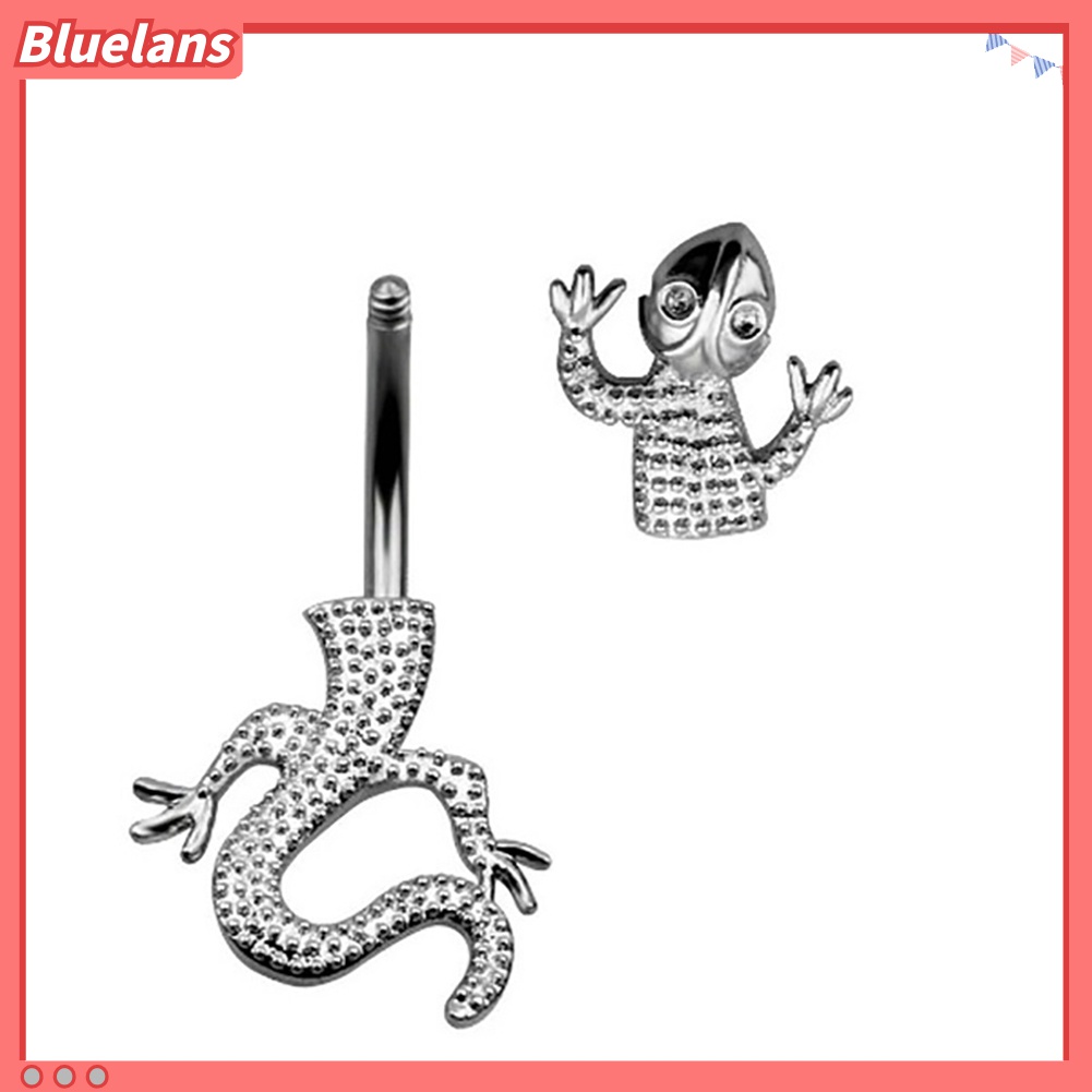 Cincin Tindik Tubuh Bentuk Tokek Aksen Berlian Imitasi Untuk Wanita