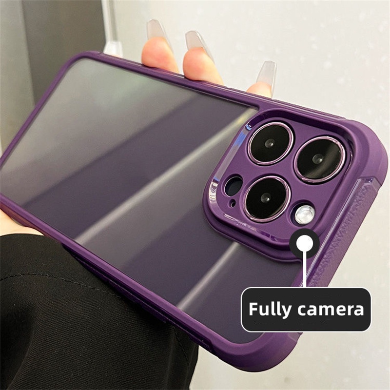 Hard case Ungu Transparan Shockproof Anti slip cover iphone 14 pro max 14 plus 11 12 13 pro max