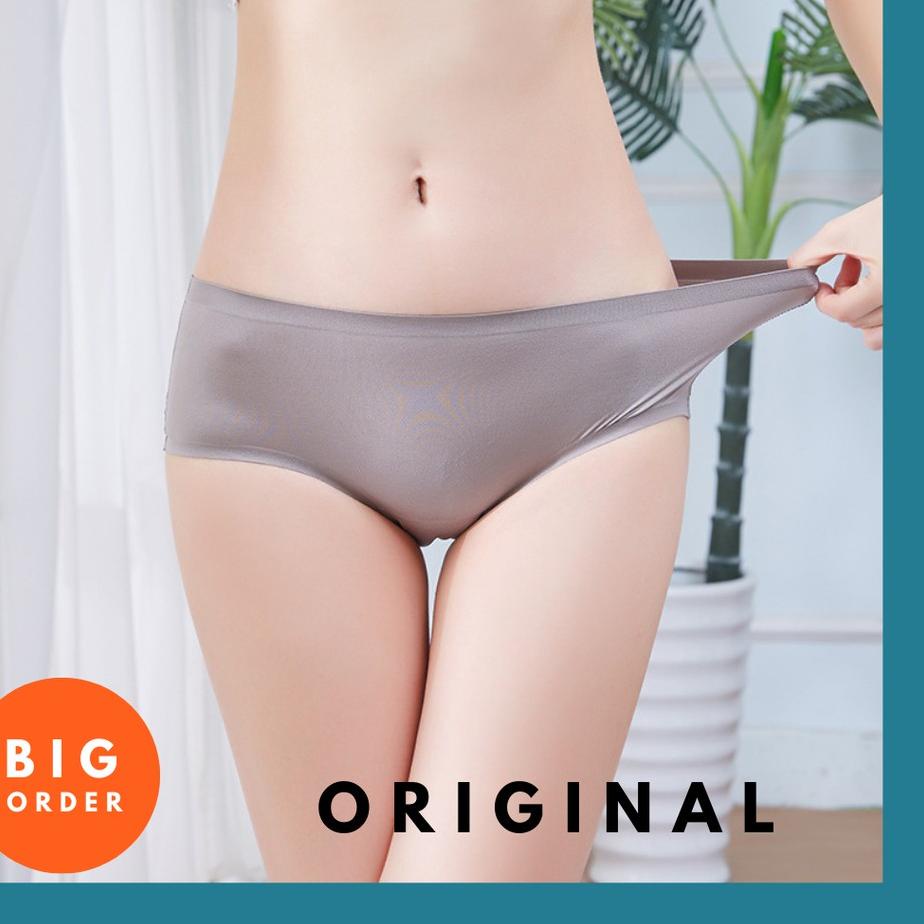 Murah Banget--Celana Dalam Seamless Wanita Underwear Cewek Ice Silk CD Premium Lace Sexy CD Korea CD
