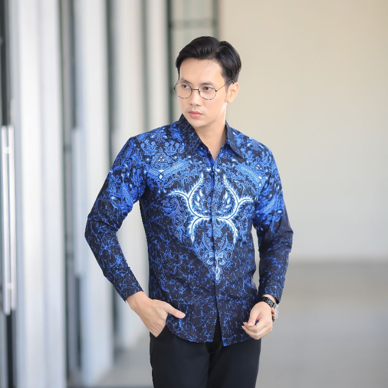 BATIK BOLO DEWO Motif Kamandanu Hem Atasan Kemeja Baju Batik Pria Lengan Panjang