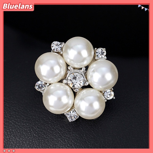 Bluelans Fashion Rhinestone Flower Brooch Pin Imitation Pearl Wedding Jewelry Accessory