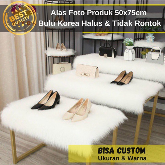 Karpet Bulu Multifungsi Bulat Bisa Untuk Dekorasi dan Alas Foto Produk - Putih(O5X0) READY KARPET BU