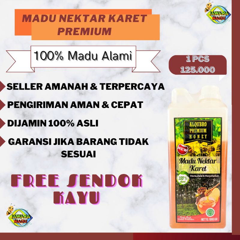Madu Asli Murni 100% Karet Premium 1Kg Obat Hepatitis Al Qubro Al-Qubro AlQubro