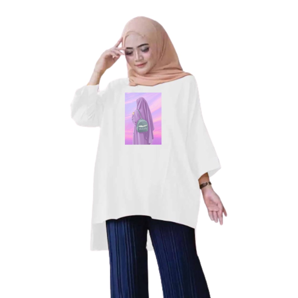 Tunik Jumbo Wanita Hijab Purple / Atasan Muslim Wanita XL, XXL