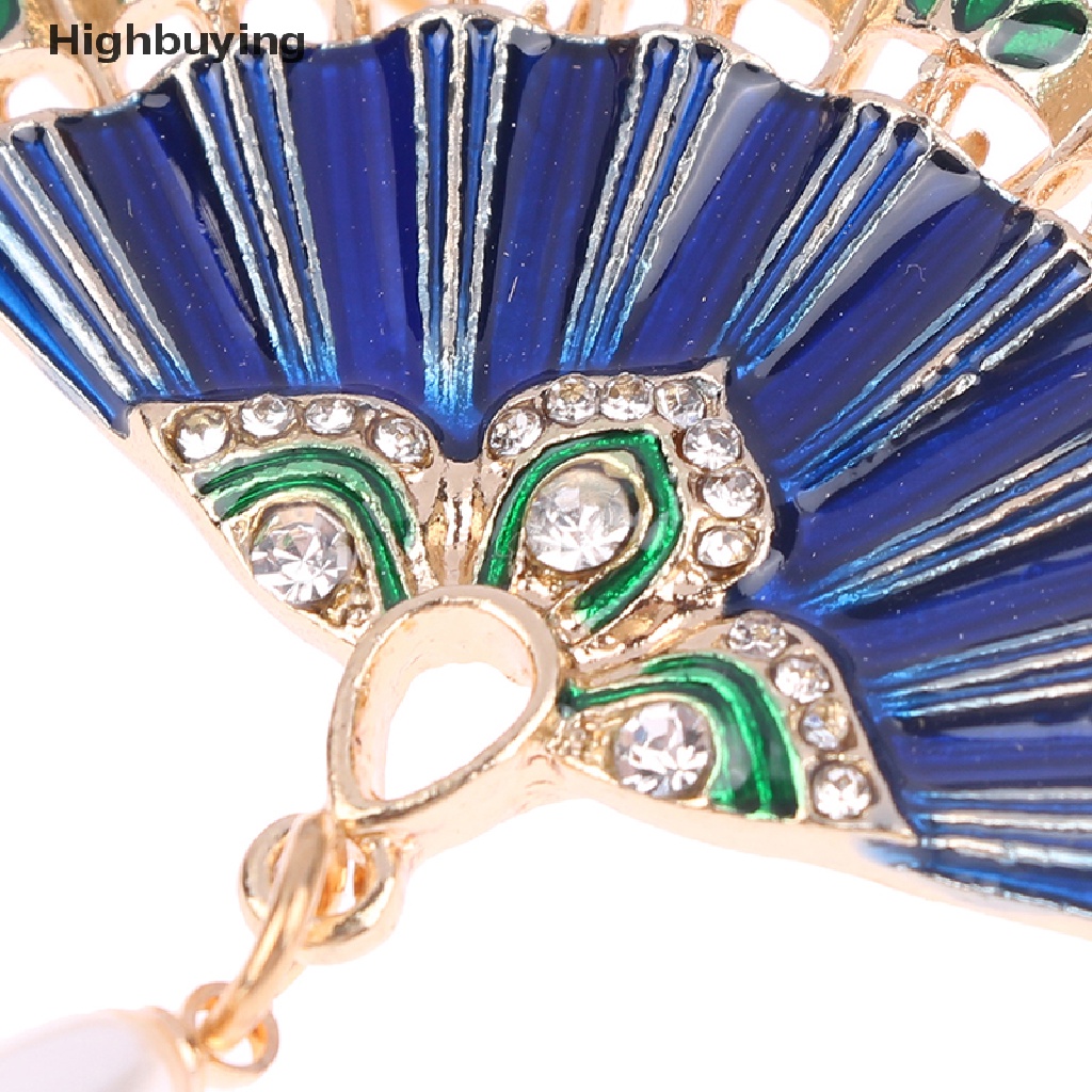 Bros Pin Enamel Bentuk Kipas Aksen Mutiara Imitasi Gaya Vintage Untuk Wanita Glory