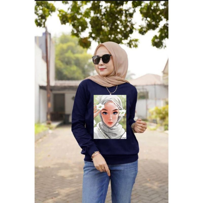 Baju Lengan Panjang Wanita Muslimah Hijabers Kaos Distro Keren Kekinian