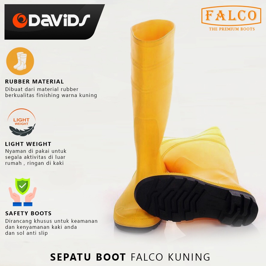 Sepatu Boots Karet Boot Kuning Pria Kerja Safety Proyek Bot Panjang FC
