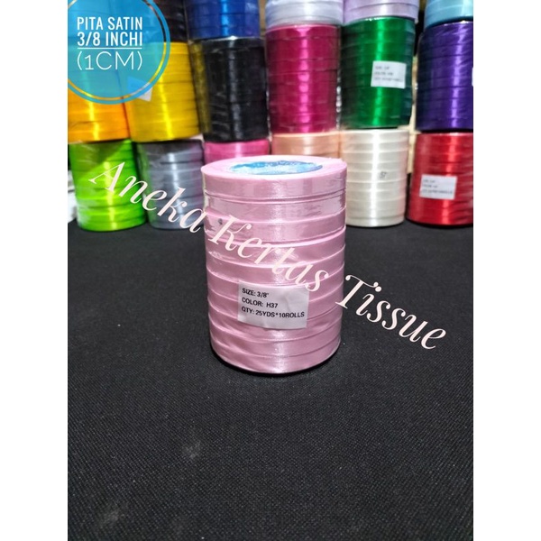 

Pita Satin 1 cm per roll 25 yard / Pita Satin 3/8 inchi - Pink Muda
