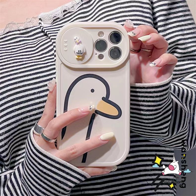 Soft Case TPU Motif Kartun Bebek 3D Untuk IPhone 11 7Plus 8Plus XR 14 Pro Max 13 12 Pro Max 7 8 Plus X XS Max 11 Pro Max