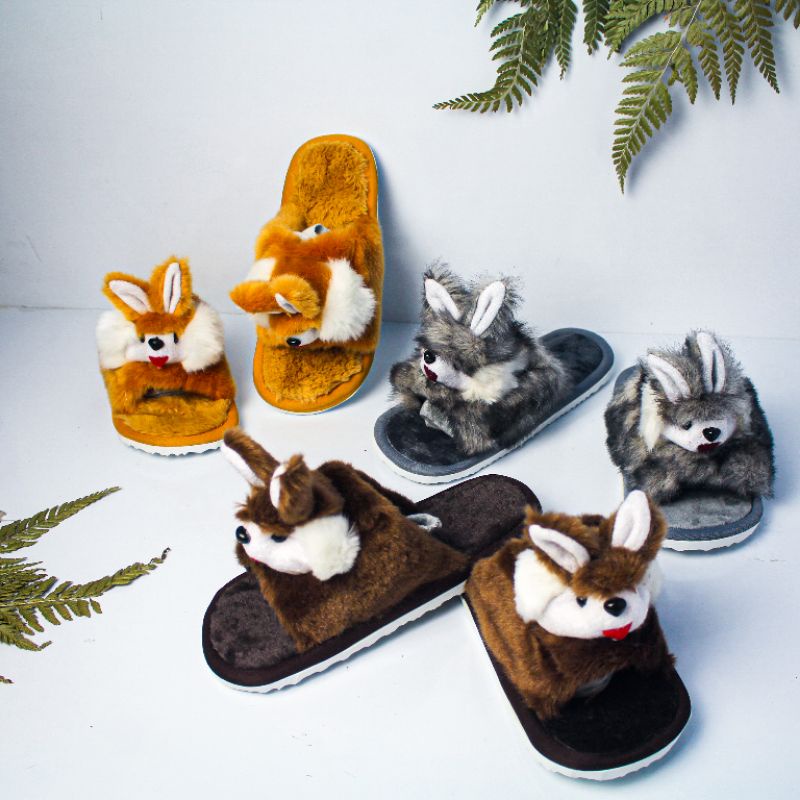 Sandal Rumah Bulu Unisex Nyaman Empuk Wanita Pria