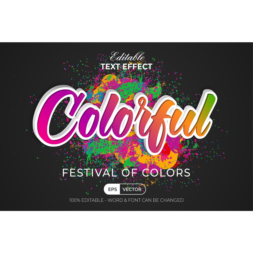 Colorful Text Effect Holi Style