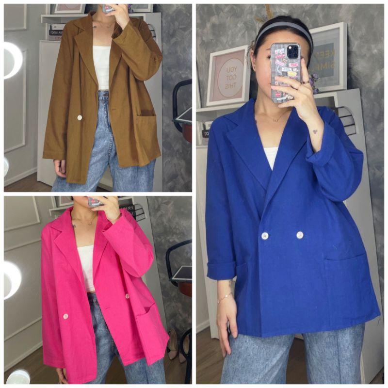 ⚡️CLEARANCE SALE ♡ PREMIUM ♡ ORIGINAL ! JIZZY PLAIN LONG SLEEVE BUTTON BLAZER OUTER