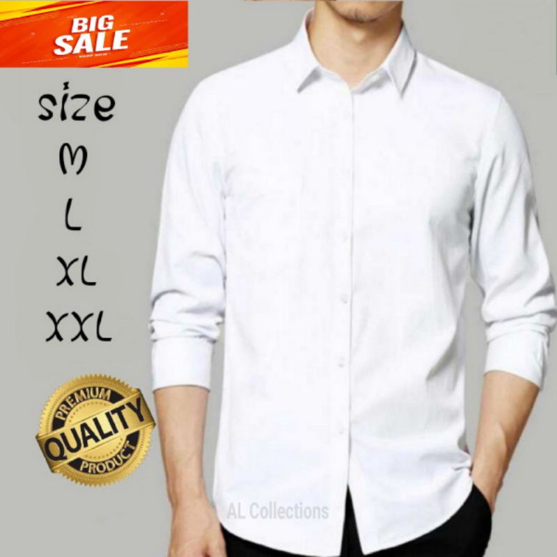 KEMEJA PUTIH POLOS PRIA DEWASA / BAJU KERJA FORMAL PUTIH POLOS