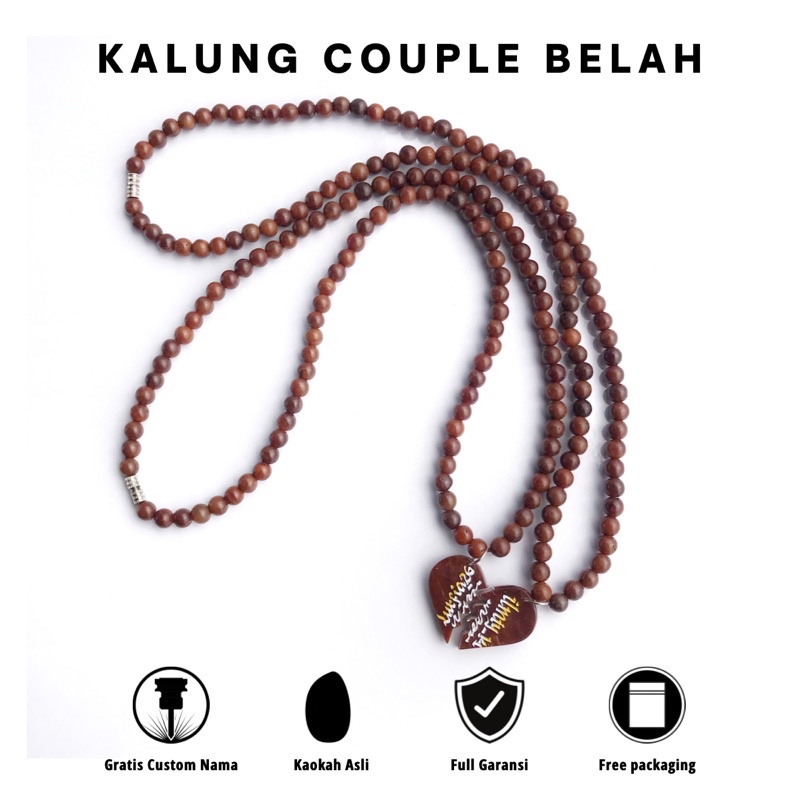 kalung kaukah couple pasangan motif love belah untuk pasangan dari kaokah kokka bisa ukir nama