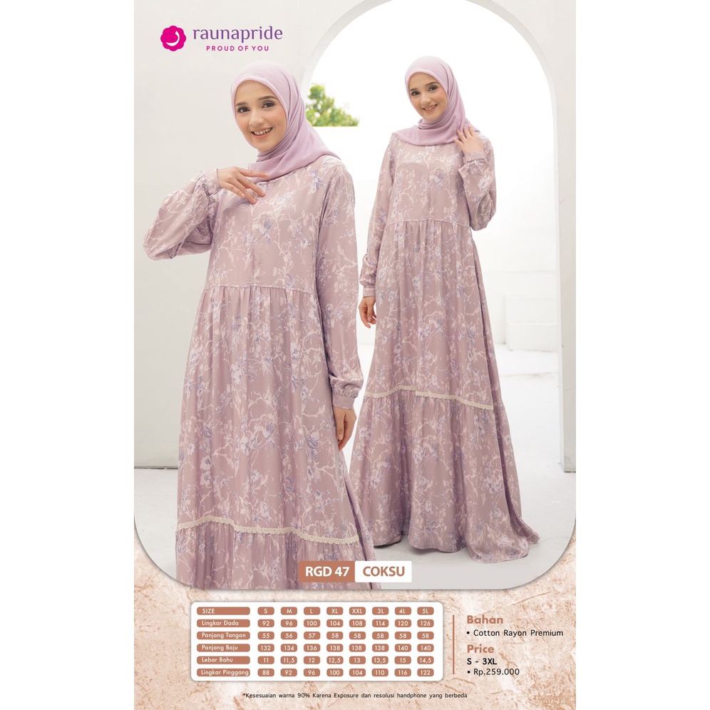 Gamis rauna RGD 47 / Raunapride Terbaru 2022 / dress muslim / baju muslim / baju wanita / gamis dewasa / pakaian wanita / rayon premium / fashion muslim