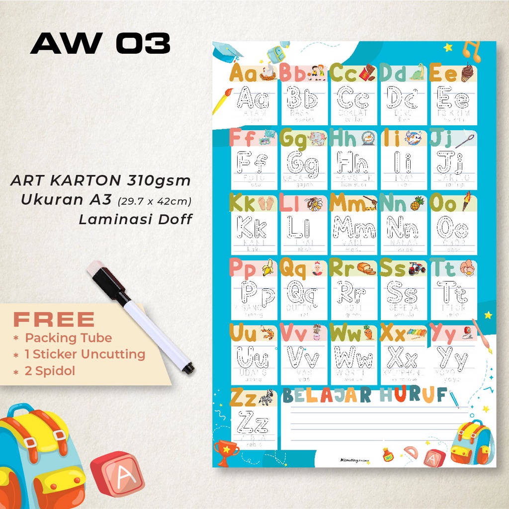 

Artomaringi Alfabet Anak tulis Aplhabet Kids Bonus Spidol Wipe and Clean AW03