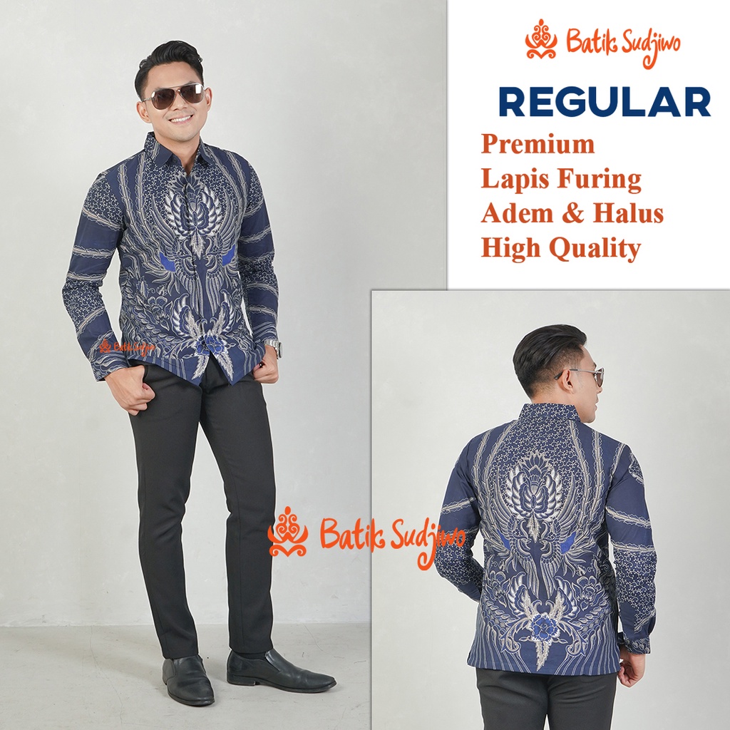 Hem Kemeja Batik Solo Laki Laki Modern Tangan Panjang 1128