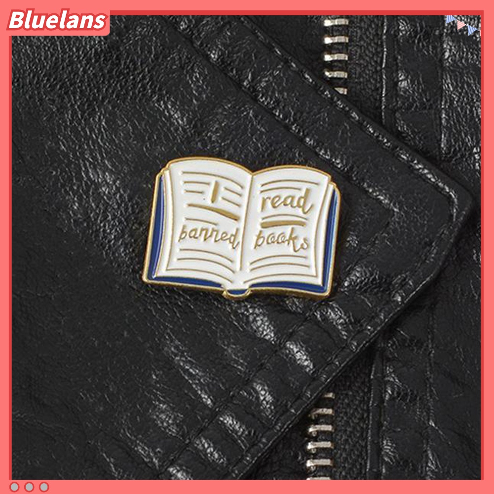 Bros Pin Enamel Bentuk Buku Baca Tulisan Banned Read Books Untuk Wanita