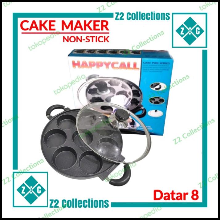 Happy Call Cetakan Kue 8 Lubang Datar Loyang Martabak Mini Tutup Kaca