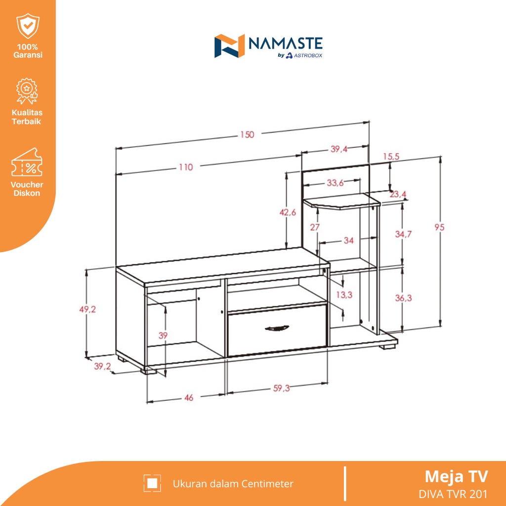 Astrobox Meja TV Almari TV Buffet TV Minimalis Rak TV | DIVA TVR 201