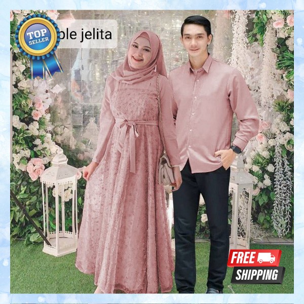 Ghamis Kekinian Games Syar'I Baju Lebaran Couple Terbaru Gamis Casual Bj Pasangan Muslim Buju Muslim