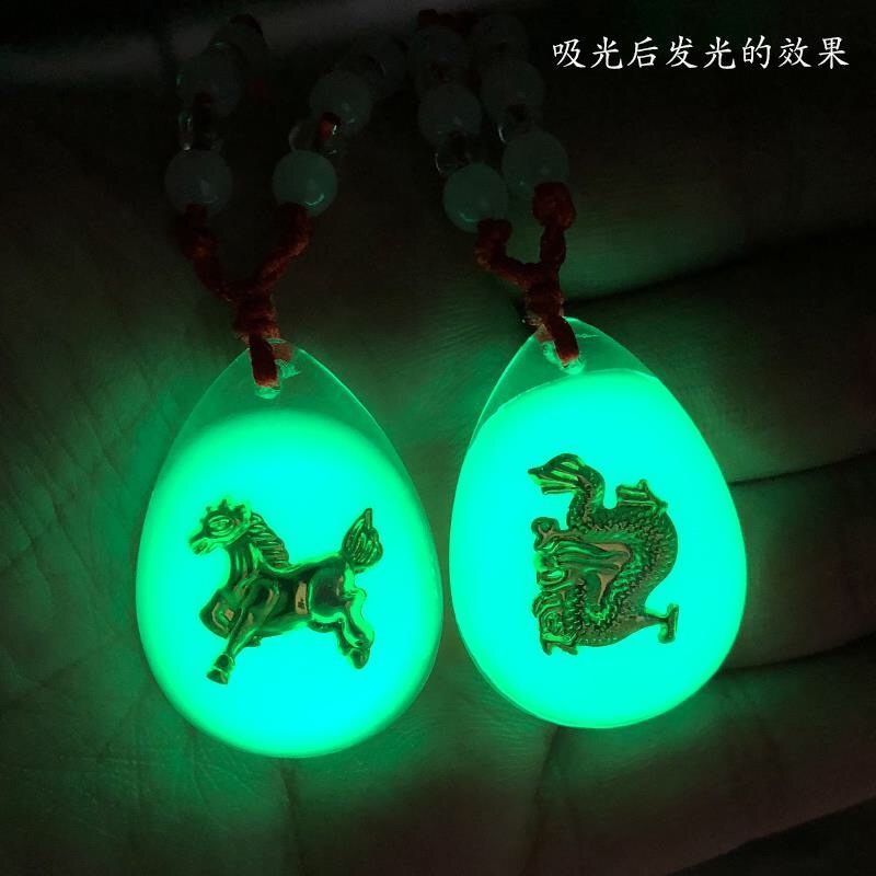 Kalung Liontin Kristal luminous Bentuk 12 Zodiak Untuk Pria Dan Wanita