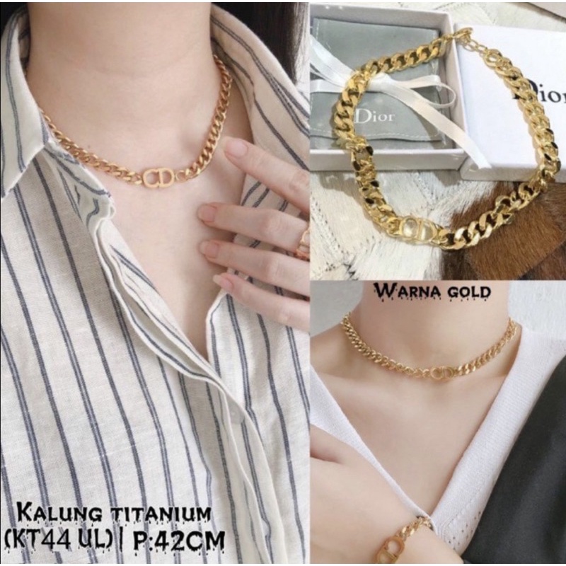 Kalung Titanium CD Rantai gold