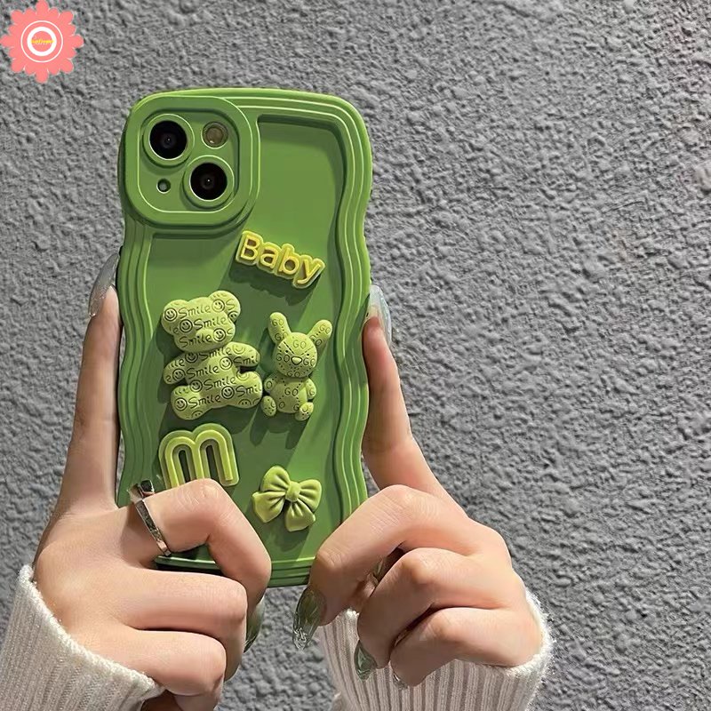 Case Motif Kartun Beruang 3D Warna Permen Untuk iPhone 7 8 14 Plus XR 11 14 12 13 Pro MAX X XS MAX