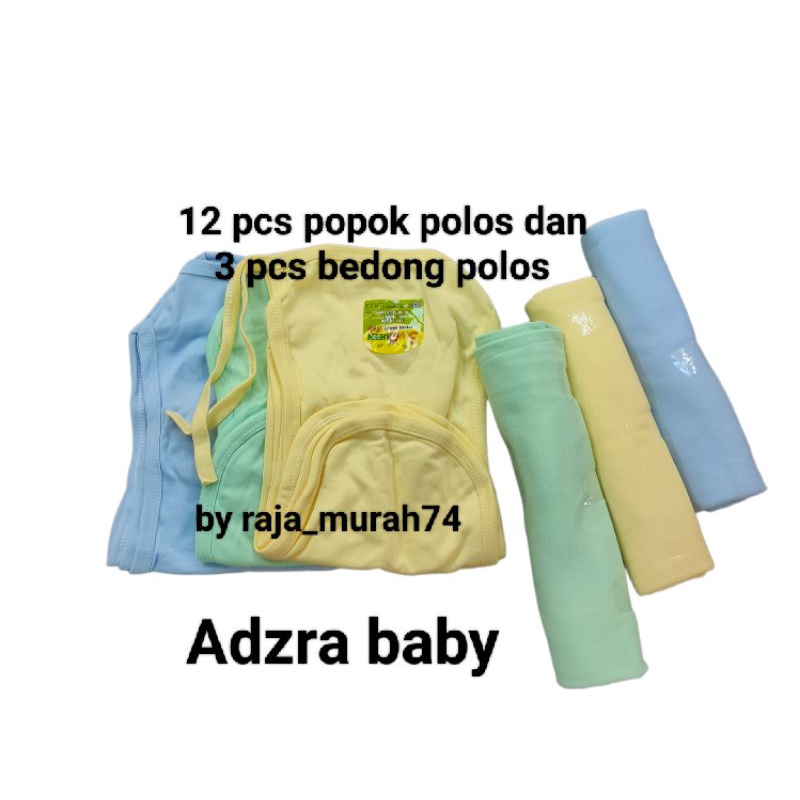 12 pcs popok polos dan 3 pcs bedong polos ukuran 100x90 SNI